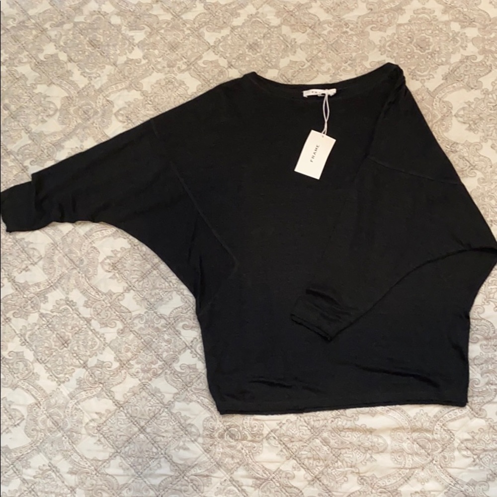 FRAME Easy Dolman Long Sleeve Top- Noir